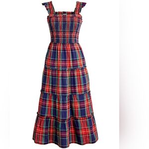 New! J.Crew sz PM M Petite Medium Tartan Plaid Smocked Midi Christmas Dress NWT